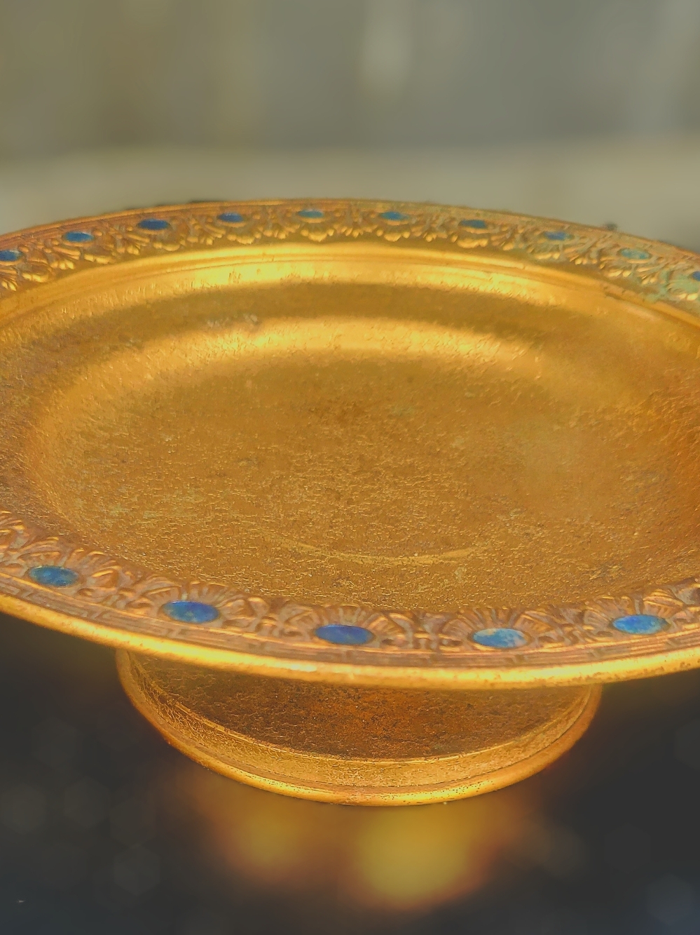 Tiffany Studios Bronze Doré footed compote from the early 20th century,